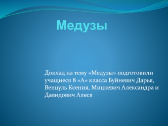 Медузы. Характеристика медуз