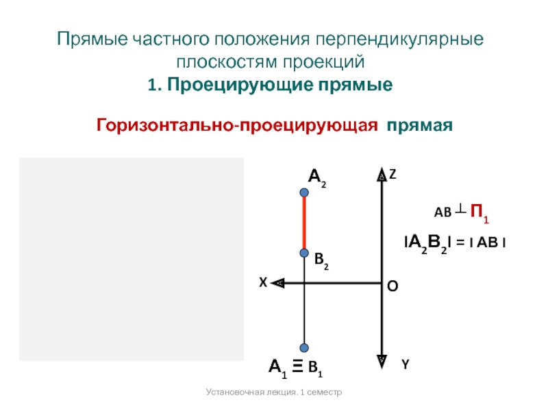 Горизонтально проецирующая прямая. Прямые частного положения. Прямая частного положения. 6 Прямых частного положения.