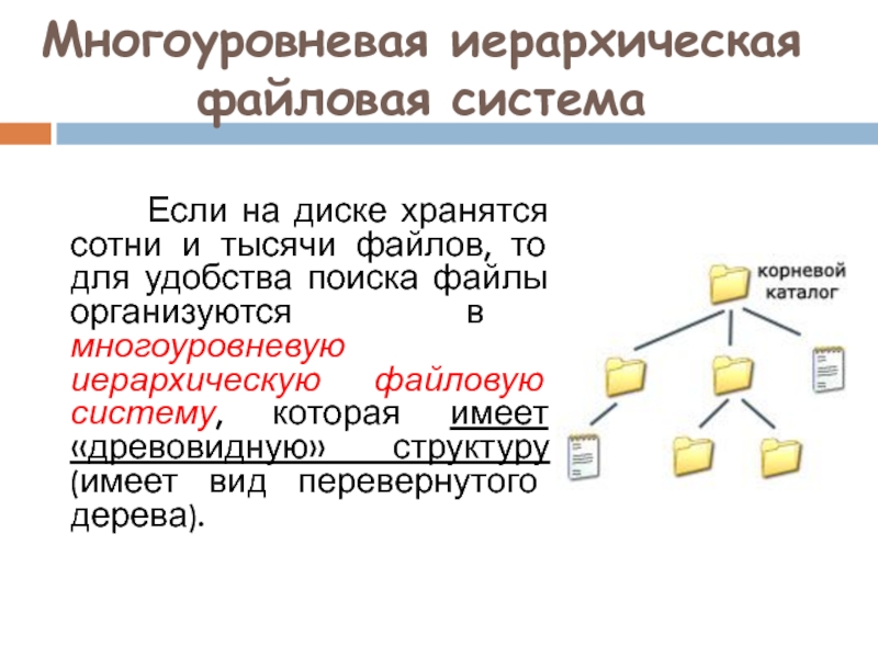 Графическое изображение иерархической структуры называется. Иерархическая файловая система. Многоуровневую иерархическую файловую структуру. Иерархическая файловая структура. Многоуровневая файловая структура.