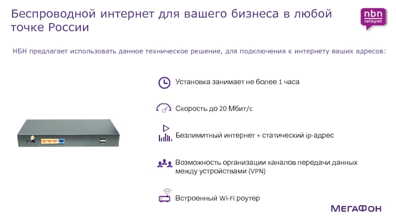 Беспроводной интернет для вашего бизнеса в любой точке России  Установка занимает не более 1 часа