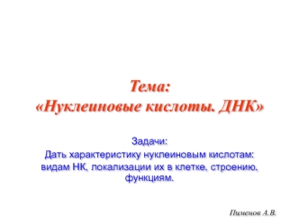 Нуклеиновые кислоты. ДНК