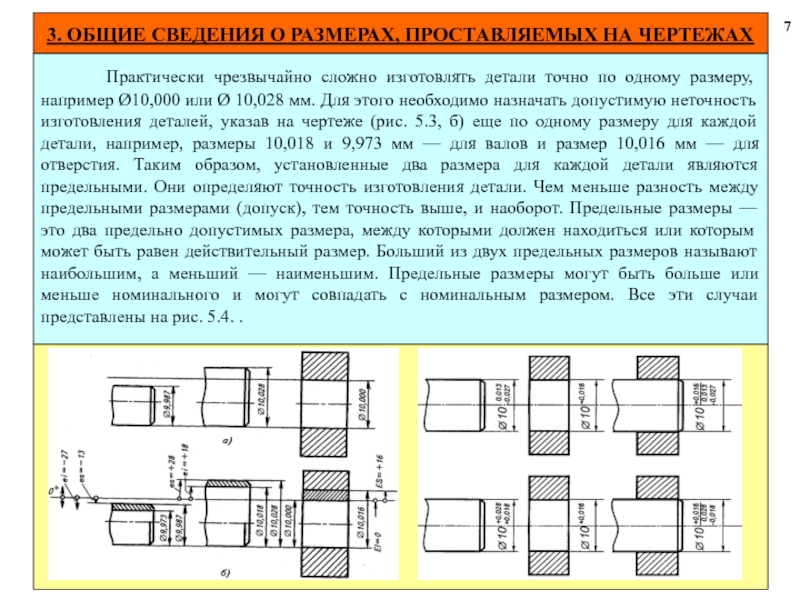 Допуск на размер на чертеже