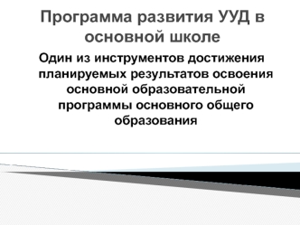 Программа развития УУД в основной школе