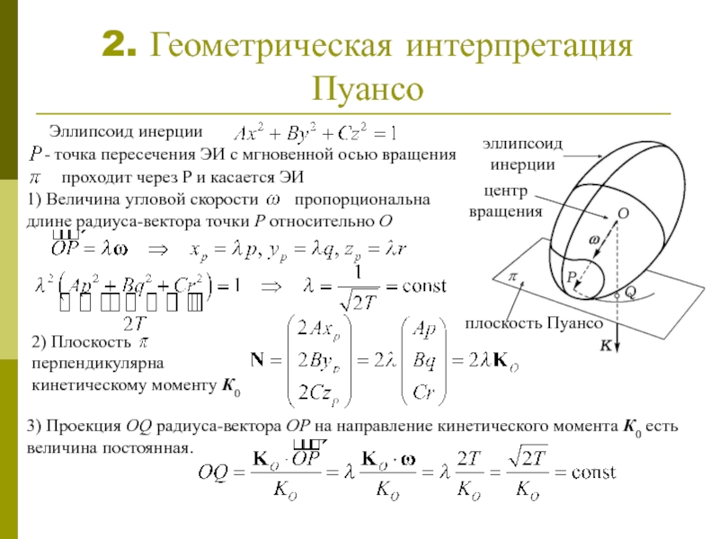 Движение тел вокруг. Эллипсоид инерции. Геометрическая интерпретация. Эллипсоид инерции тела. Эллипсоид Пуансо.