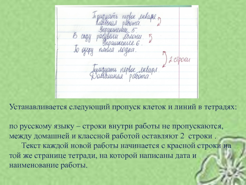 Оформление работ по русскому языку в начальной школе образец