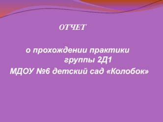 Отчет о прохождении практики. Детский сад №6 Колобок