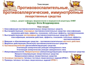 Противовоспалительные, противоаллергические, иммунотропные лекарственные средства