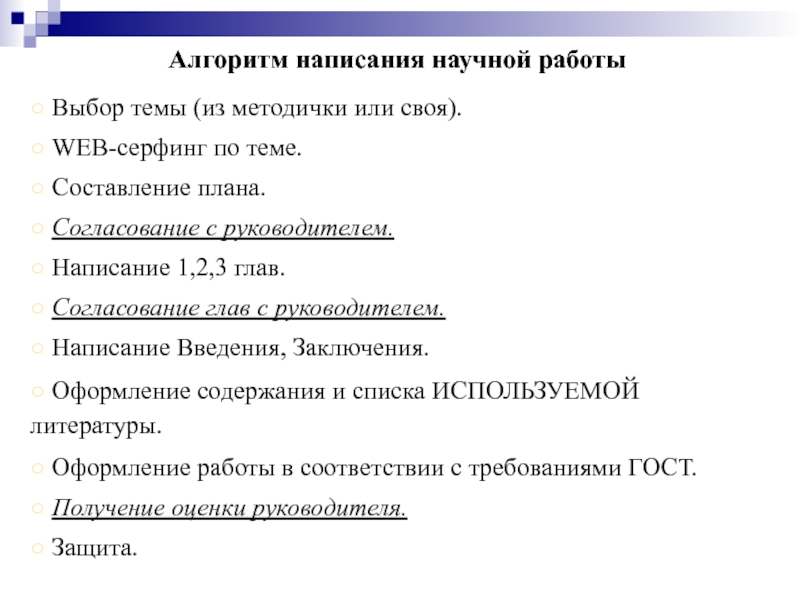 Алгоритм написания статьи образец