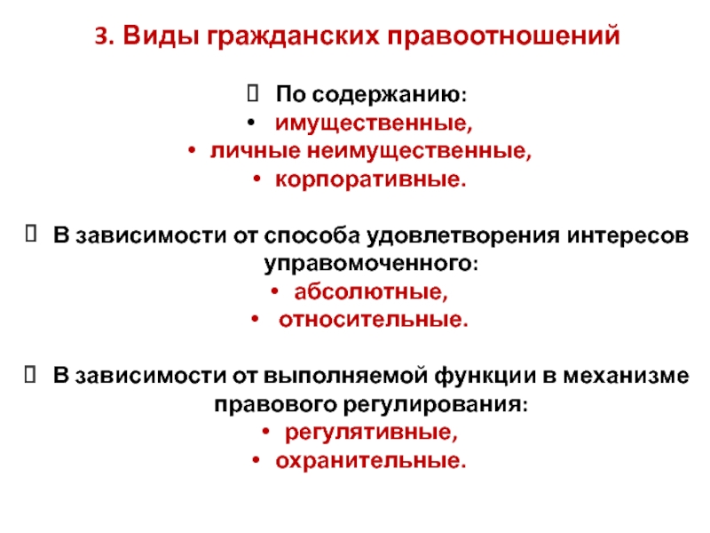 Виды гражданских правоотношений имущественные и неимущественные