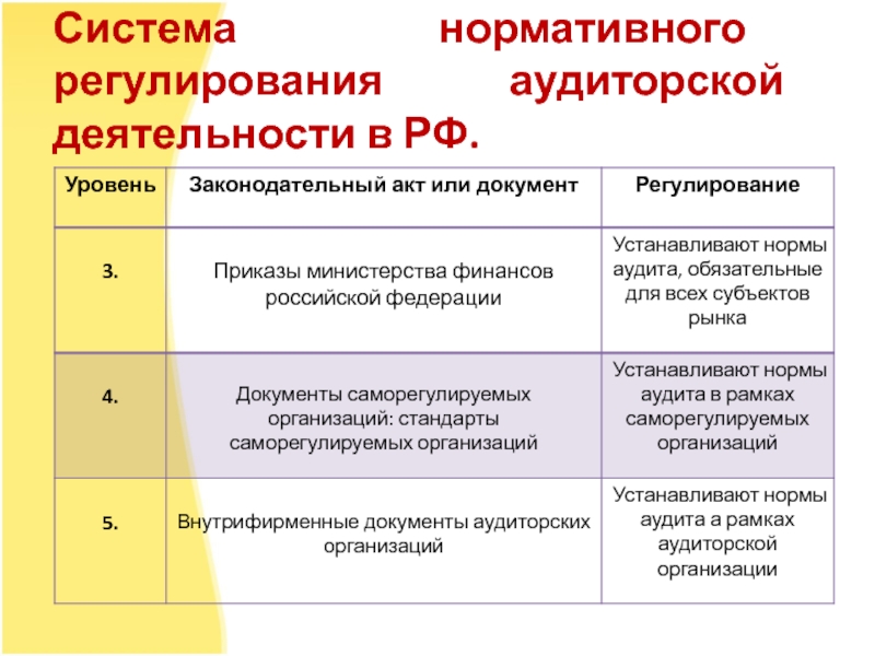 Реферат: Система нормативного регулирования аудита в России
