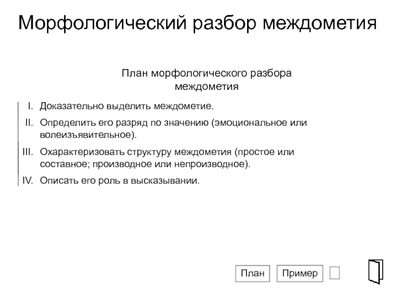 План морфологического разбора междометия