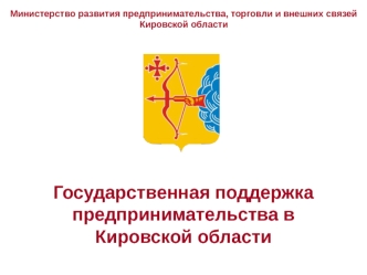 Государственная поддержка предпринимательства в Кировской области