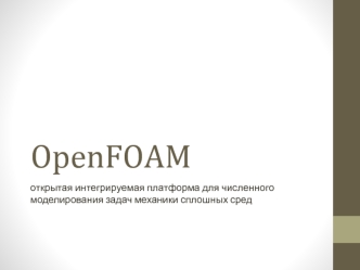 OpenFOAM. Открытая интегрируемая платформа для численного моделирования задач механики сплошных сред