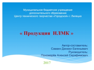 Новолипецкий металлургический комбинат. Продукция НЛМК