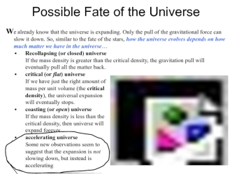 Possible fate of the universe