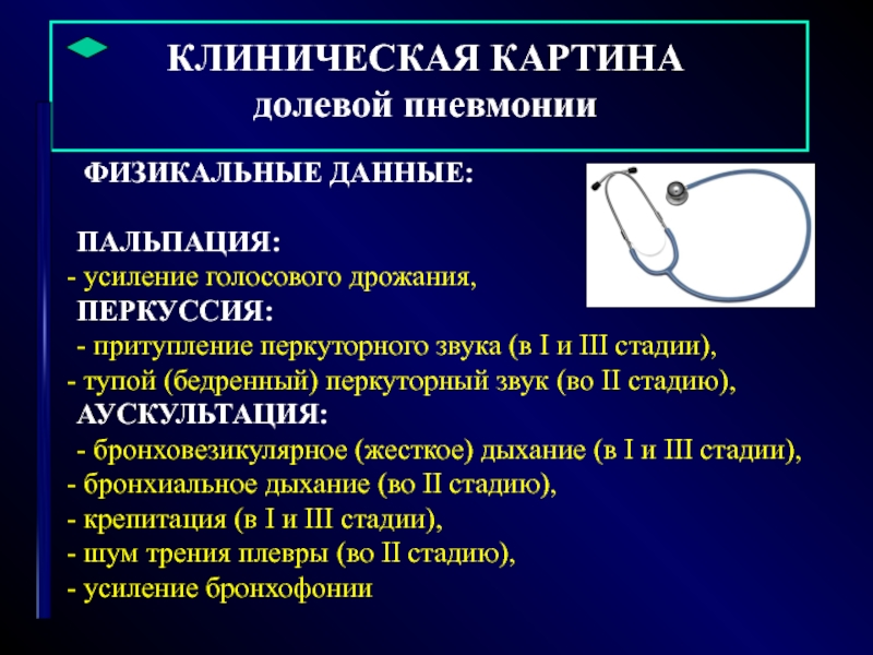 Аускультативная картина при пневмонии