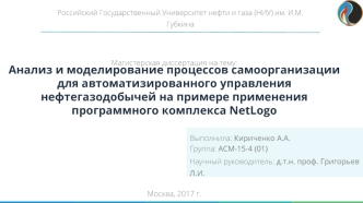 Анализ и моделирование процессов самоорганизации для автоматизированного управления нефтегазодобычей