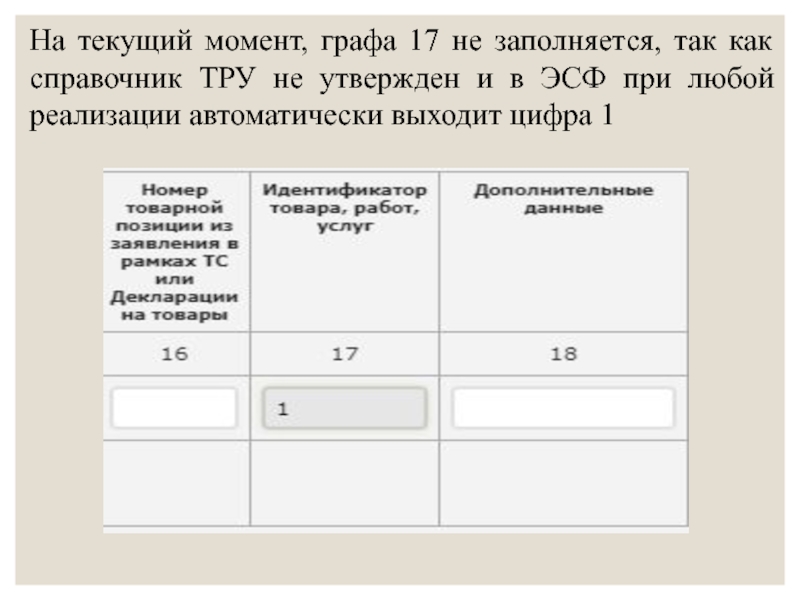 Графа 17. Графа 17 Страна назначения. Не заполняется. Идентификатор товара ЭСФ как заполнить.