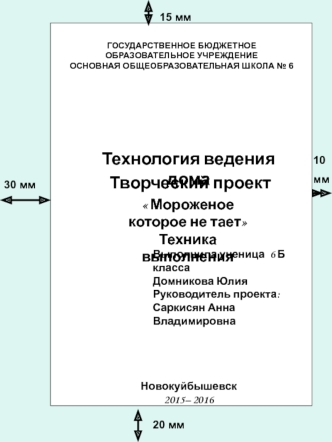 Технология ведения дома. Творческий проект Мороженое,которое не тает