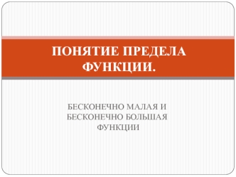 Понятие предела функции. Бесконечно малая и бесконечно большая функции