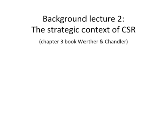 The strategic context of CSR