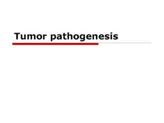 Tumor pathogenesis. (Lecture 7)