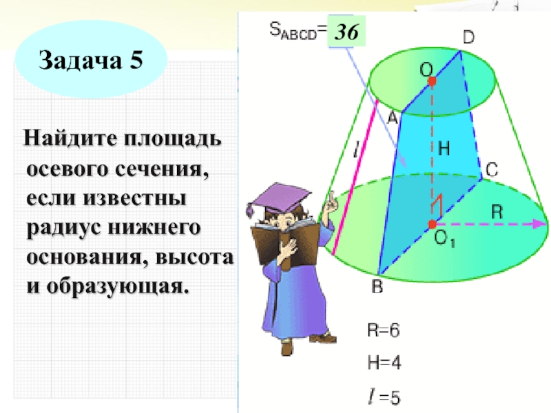 Радиус в нижнем. Площадь осевого сечения усеченного конуса. Усеченный конус площадь осевого сечения. Как найти площадь осевого сечения усеченного конуса. Найдите площадь осевого сечения усеченного конуса.