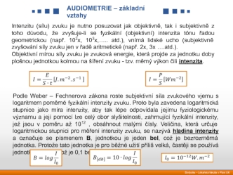 Audiometrie – základní vztahy