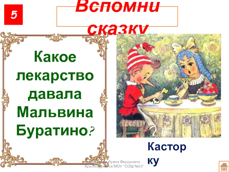 Вспомни 5. Касторка Мальвина Буратино. Какое лекарство давала Мальвина Буратино. Диалог Буратино и Мальвины. Грамота Буратино и Мальвина.