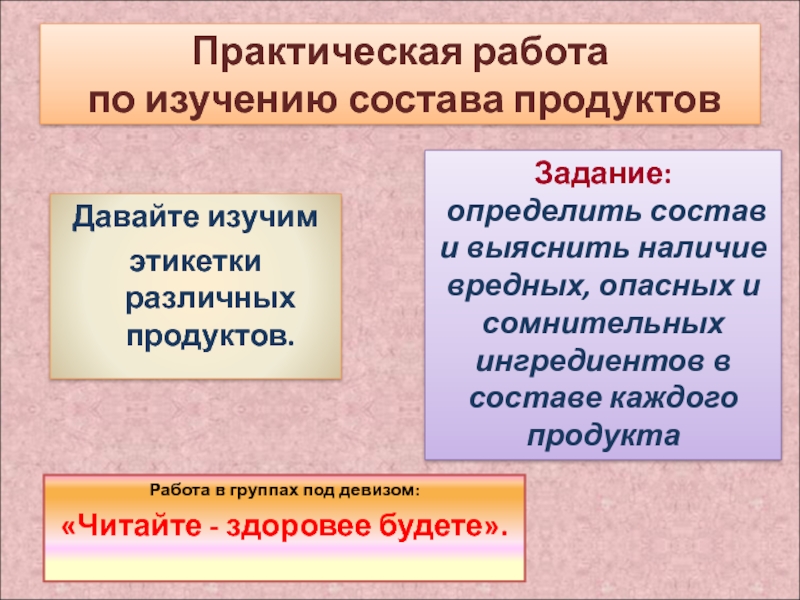 Исследователь состав. Практическая работа исследование состава продуктов питания.