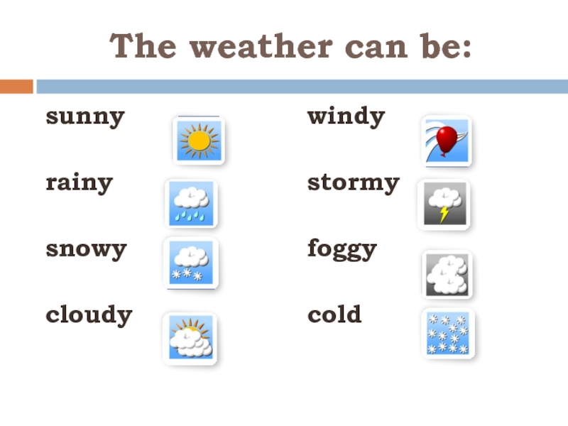 Картинки по теме погода. Sunny Rainy Windy Stormy.