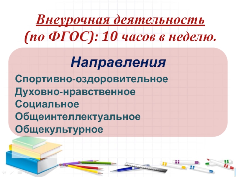 План организации общеинтеллектуального направления внеурочной деятельности