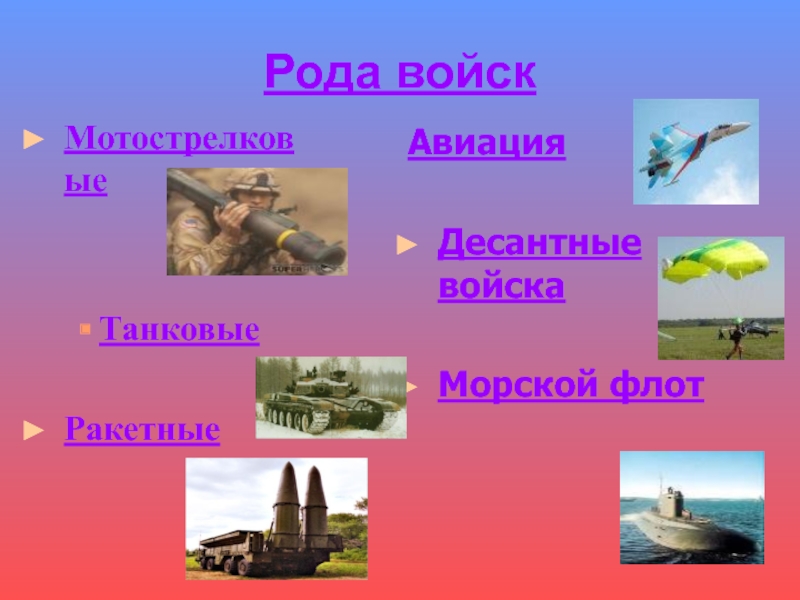 Картинки родов войск российской армии для детей