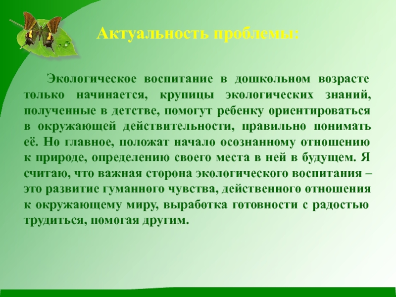 Экологическое воспитание детей младшего дошкольного возраста презентация