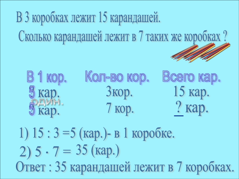 В трех коробках лежат 49 карандашей в первой коробке на 6 штук меньше схема