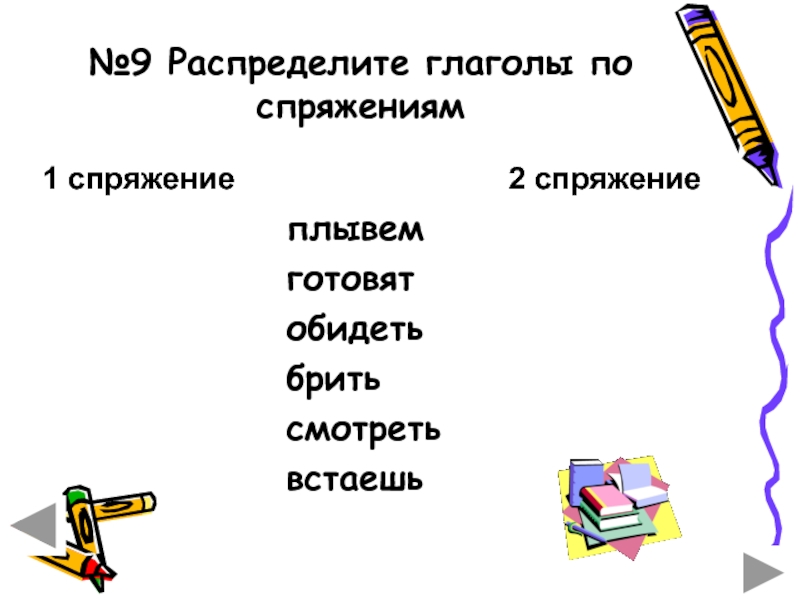 Распределите глаголы на три группы