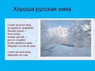 презентация Хороша русская зима презентация к уроку по окружающему миру (старшая группа)