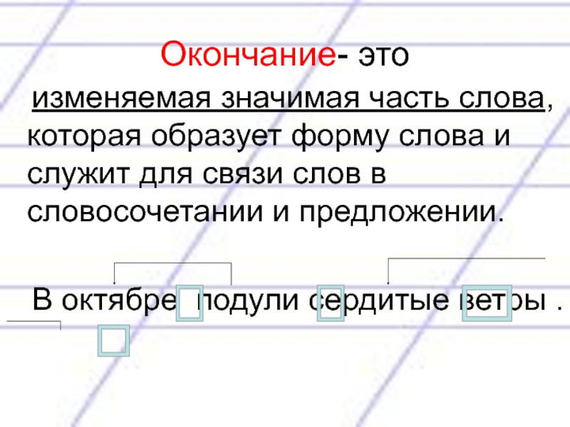 Окончание это изменяемая. Окончание это значимая часть слова. Окончание это изменяемая часть слова. Окончание это изменяемая часть слова которая образует. Окончание это значимая часть.